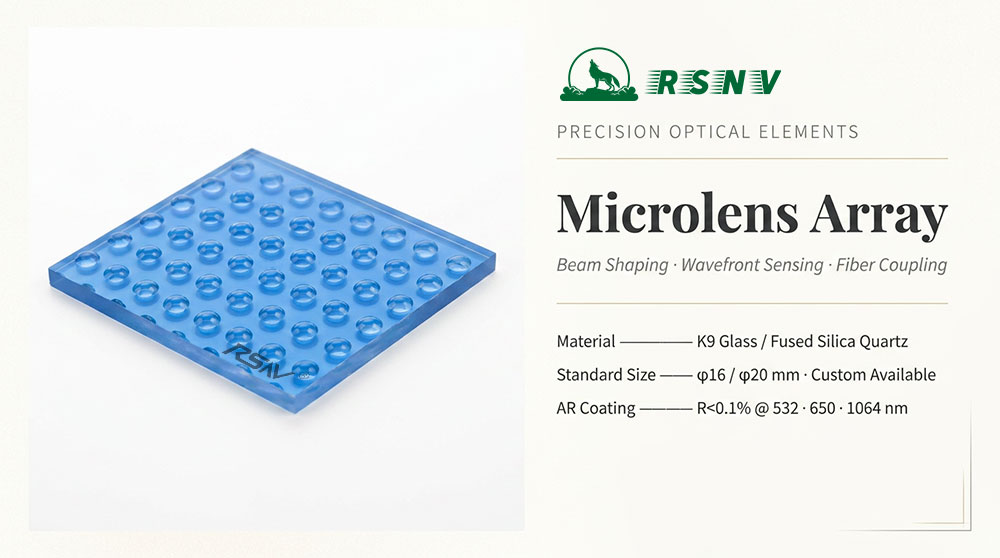 Laser Beam Homogenizer, Microlens Array for Laser, Beam Shaping Optics, AR Coated Microlens Array