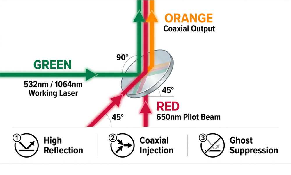 1064nm and 532nm beam combiner, Nd:YAG harmonic combiner, Red alignment beam combiner, 45 degree dichroic mirror 1064nm and 532nm beam combiner, Nd:YAG harmonic combiner, Red alignment beam combiner, 45 degree dichroic mirror